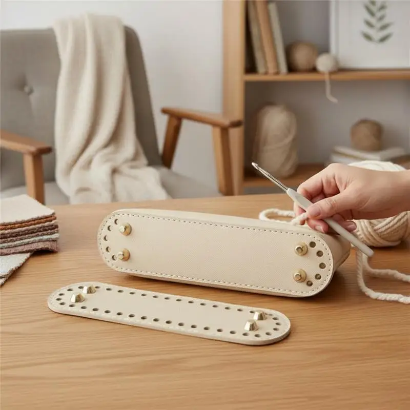 1pc Oval Bottom PU Leather Bag Base With Holes For DIY Home Decoration Handmade Knitted Bag Crochet Bag Bottom Accessories