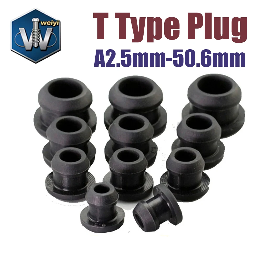 Weiyi 2,5-50,6mm Schwarze Konische Aufsteckbare Silikon-Gummi T-Typ-Stecker Endkappen Rohreinsätze Hochtemperaturbeständig – Detail 1