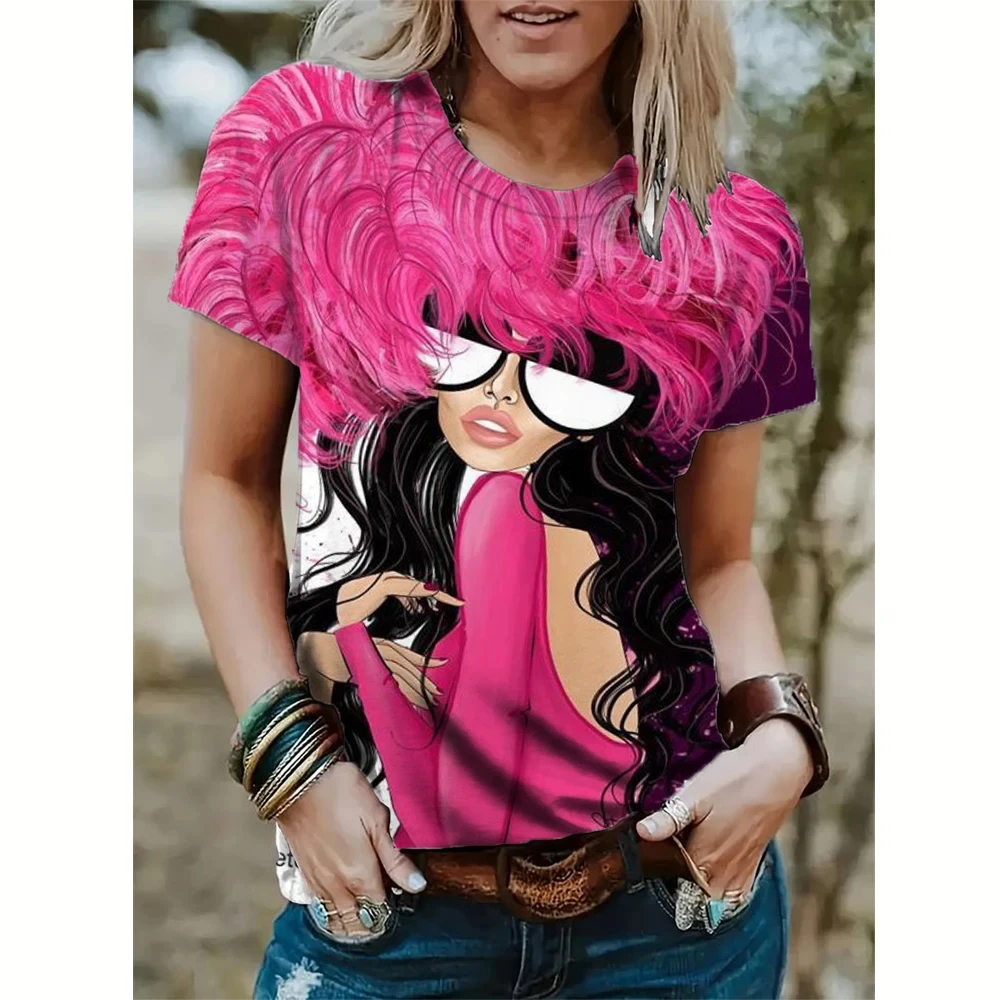 

Уличная женская футболка с 3D принтом для девочек с абстрактным лицом и короткими рукавами, футболка в уличном стиле с 3D принтом для девочек, топы Y2k с круглым вырезом