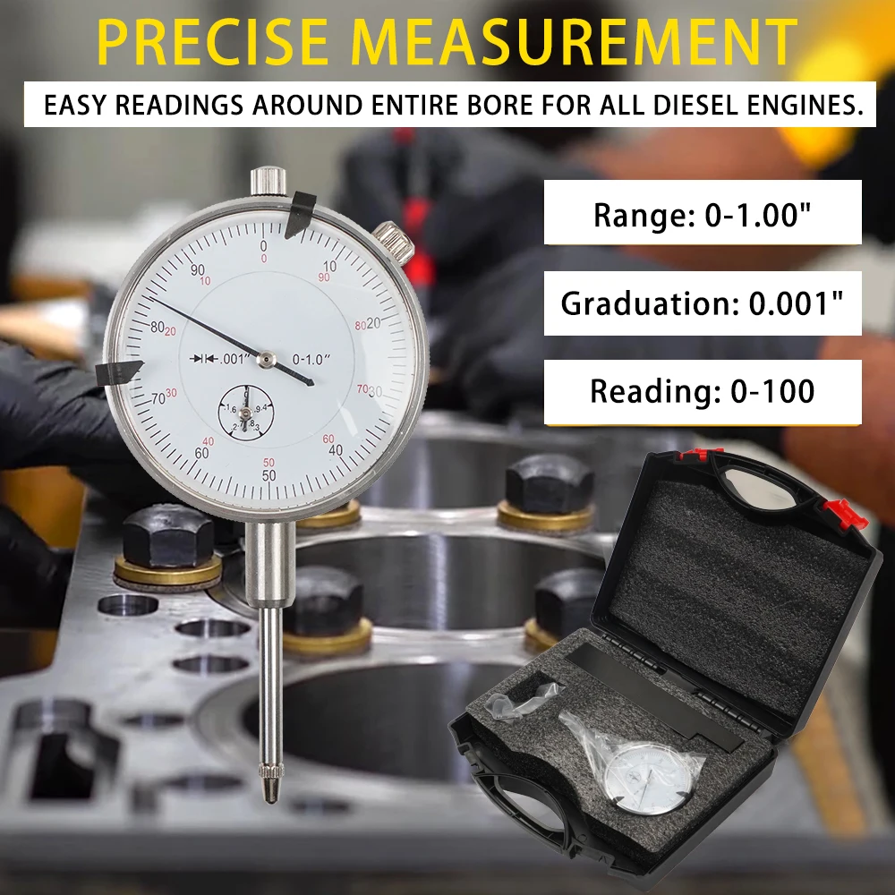 スリーブ高さ＆カウンターボアゲージ 全ディーゼルエンジン用 ボアゲージ範囲 0-1.00インチ 目盛り 0.001インチ 読み取り 0-100 6434