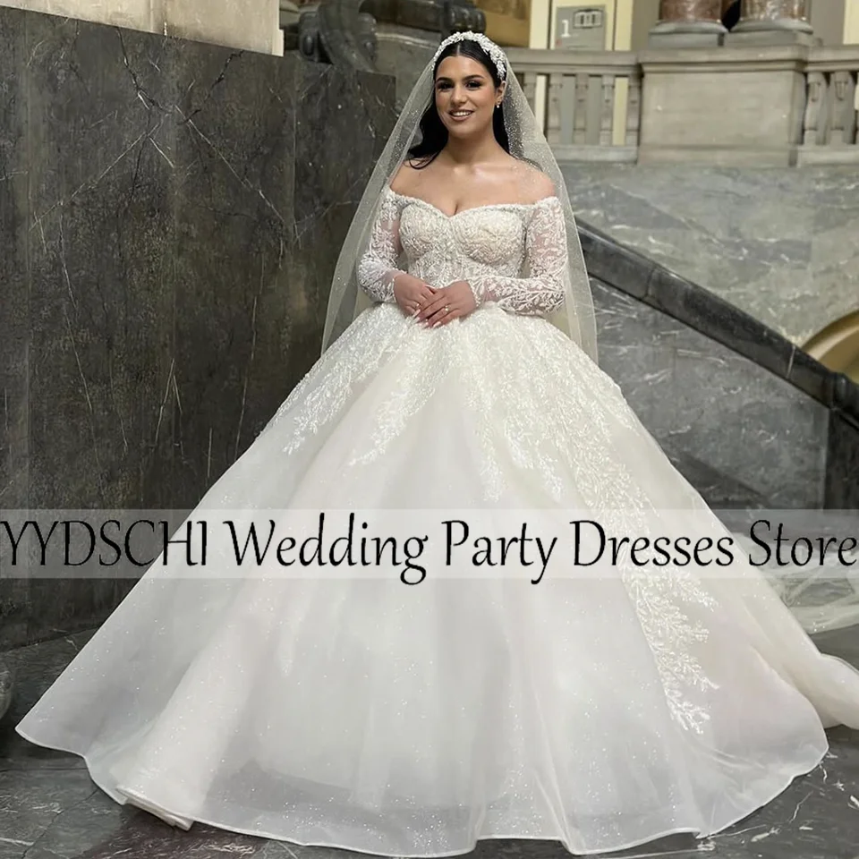 Customized Dresses Black Bridal Gowns 2024 Fruffy Pearl Strapless Stain White/Ivory Ball Gown Luxury For Women vestidos de novia