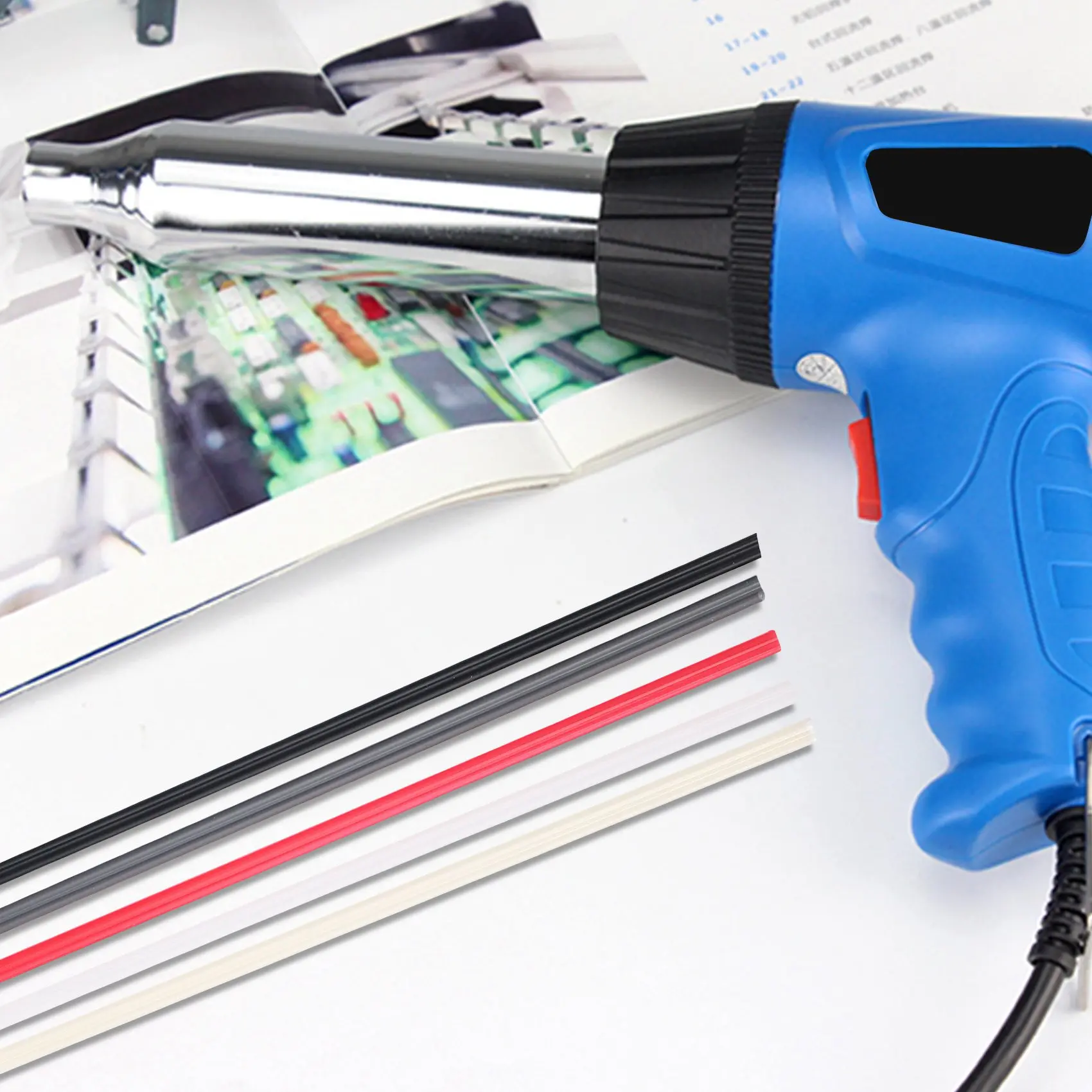 

F-3C 50PCS Plastic Welding Rods - PP/PVC/PE Plastic Welder Rods For Hot Air Tools 10 Inch (Each Color 10PCS)