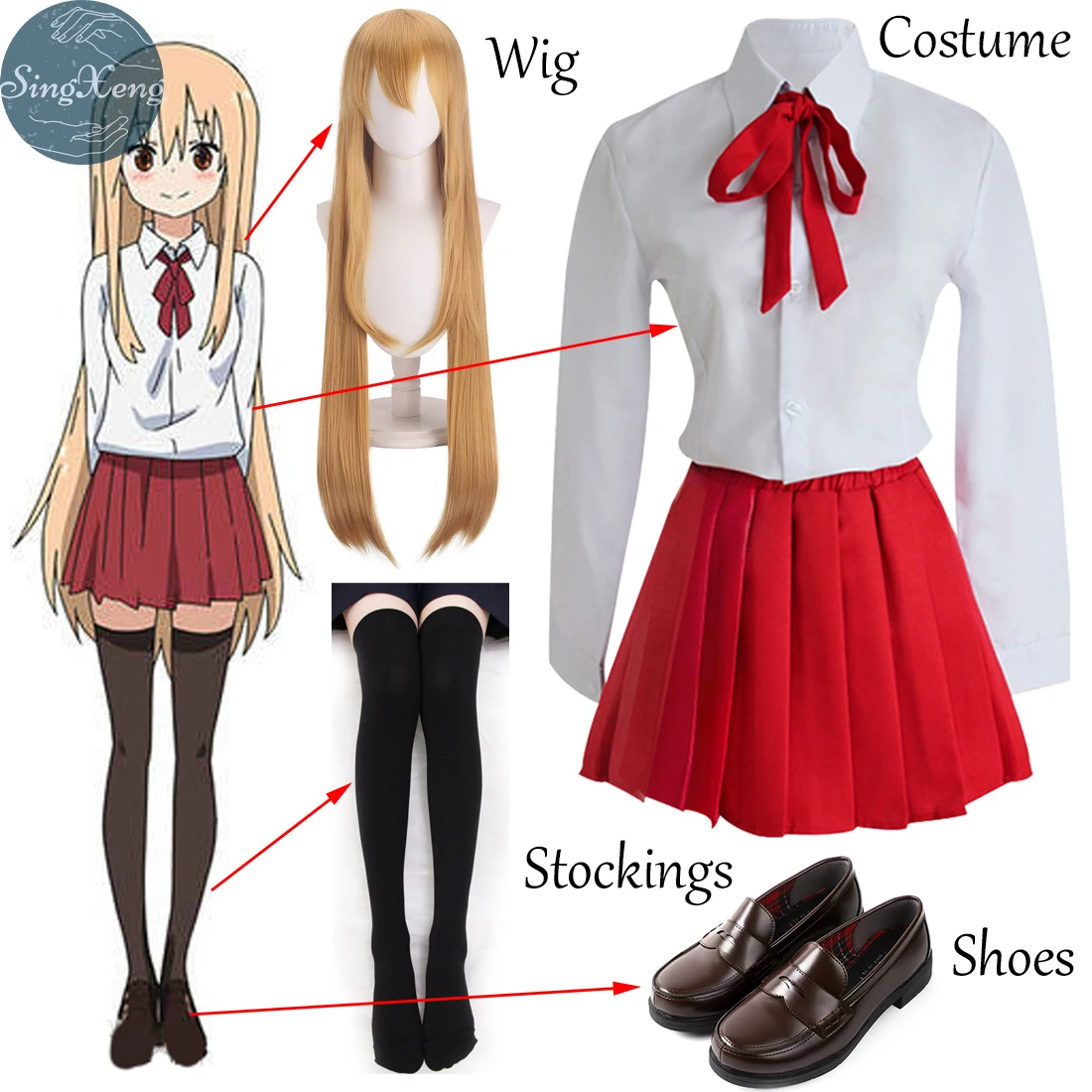 SingXeng Anime Himouto! Umaru Chan UMARU DOMA Cosplay Costume Lovely White Student Uniforms Dress Customize Halloween Christmas