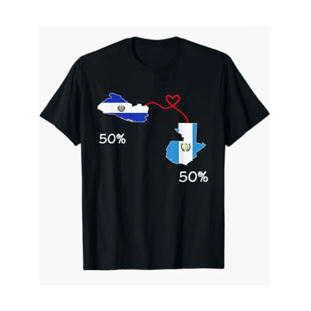 Flagnshow 100% Cotton Half salvadorian Half Guatemalan Flag Map Guatemala T-Shirt