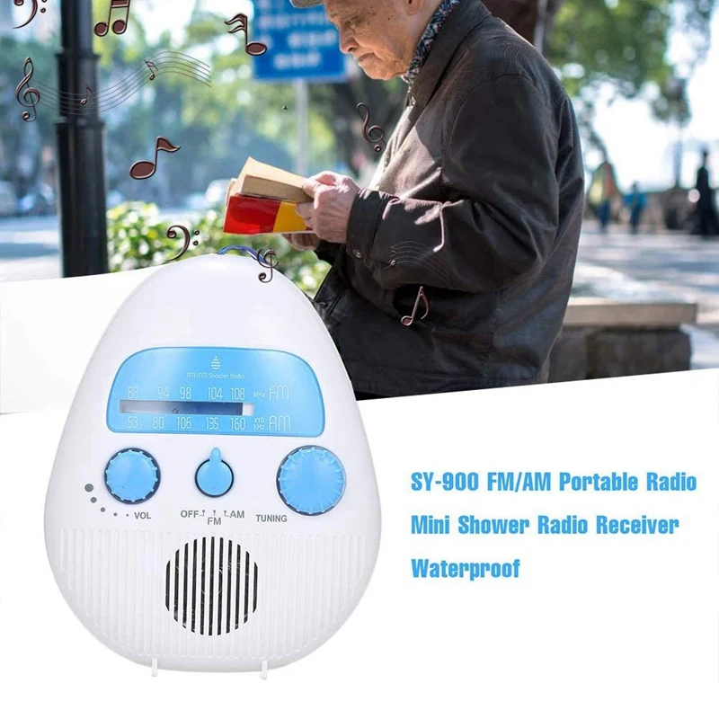 Audio impermeable portátil AM/FM Radio altavoz baño ducha Radios para el hogar baño al aire libre