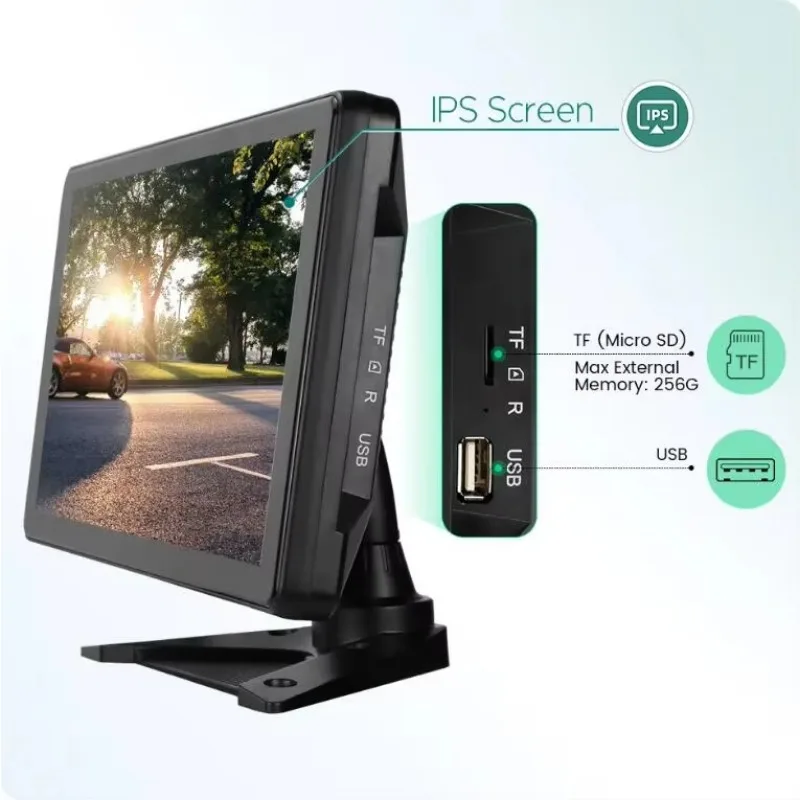Fotografia 3: Monitor DVR de 10,36 Polegadas com 4 Canais e Alarme de Radar de Ponto Cego Inteligente para Caminhões, Ônibus e Carros, com 4 Câmeras AHD 1080P IR