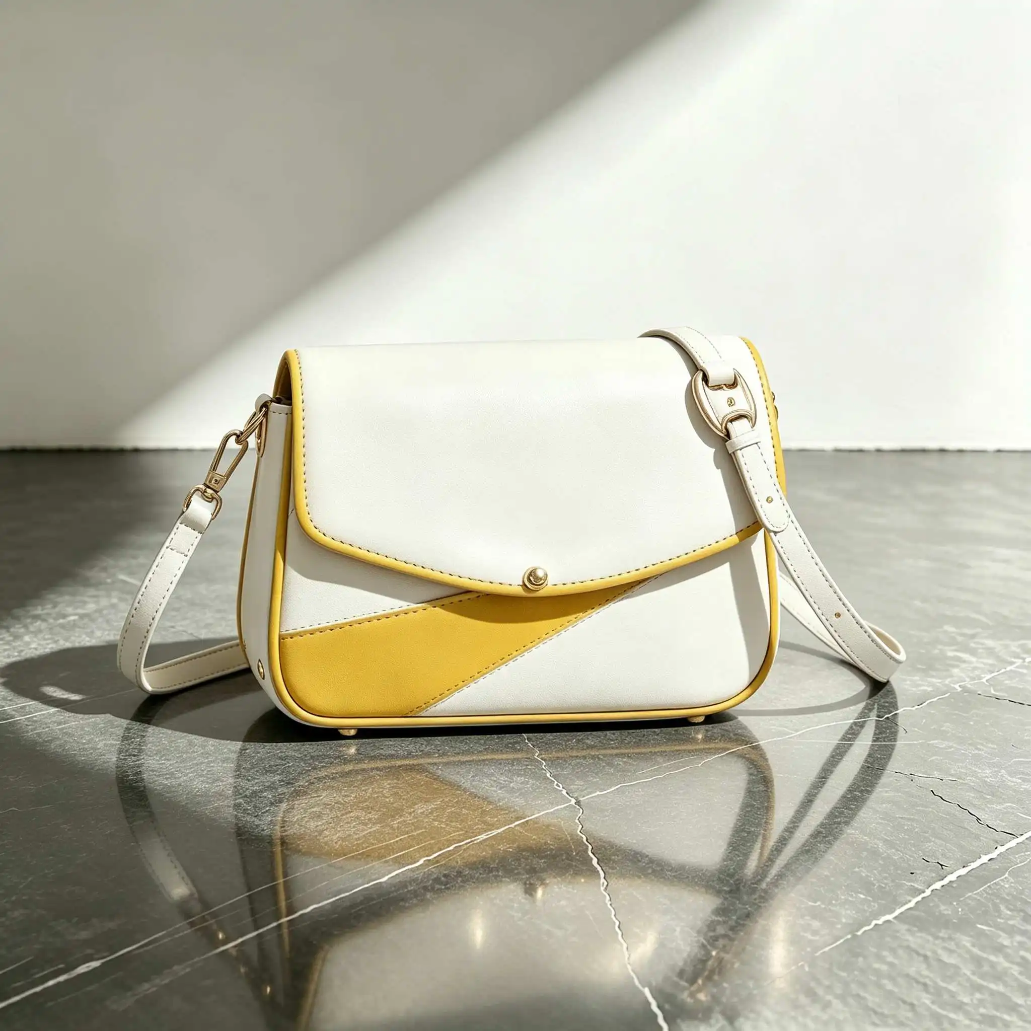 Women's Fashion White Patchwork Genuine Leather Shoulder Bags 2026 Luxury Designer Female Casual Commuting Crossbody Bag