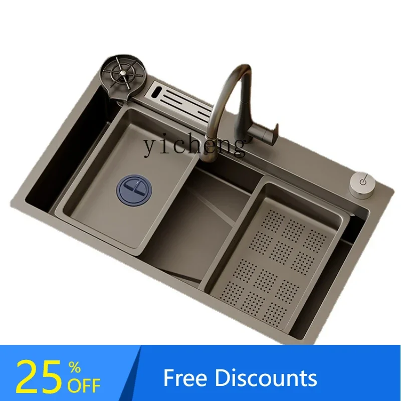 

LYY Stainless Steel Large Single Sink Kitchen Manual Thickened Sink Scullery