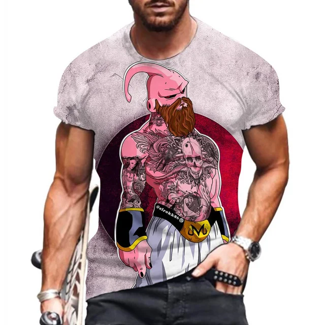 Men T Shirt Vegeta Dragon Ball Z Majin Buu Goku 2025 Short Sleeve Fashion Children High Street Anime Summer Oversized Cool Tees #2