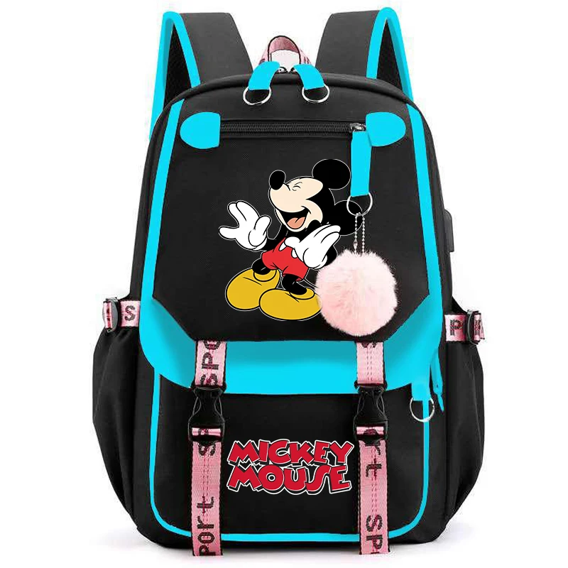 Tas punggung Laptop Pria Wanita, ransel Laptop Disney Mickey Minnie Mouse, tas sekolah remaja, tas buku pelajar anak perempuan laki-laki, tas bepergian