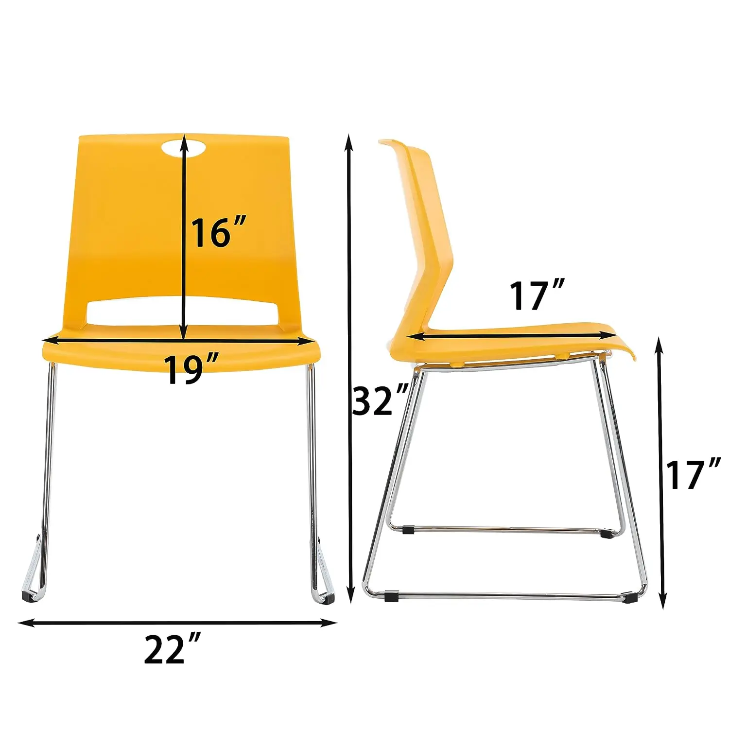 Yellow Stacking Chairs-Set of 4, stackable, breakroom chairs, waiting room chairs, conference room chairs, cafeterial chairs