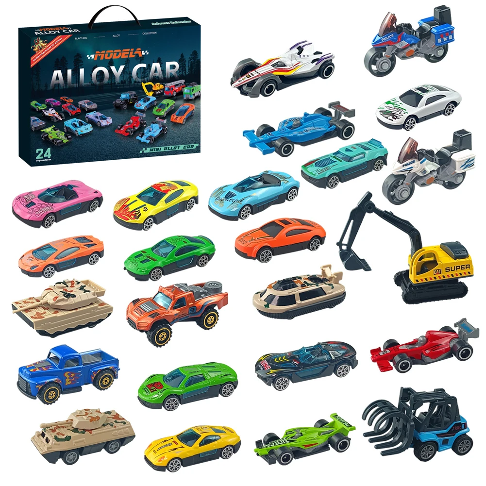 

24pcs/set Christmas Gifts Advent Calendar Alloy Model Diecast Car Toys 24 Days Countdown Calendar 2025 Xmas Party Favor Gift