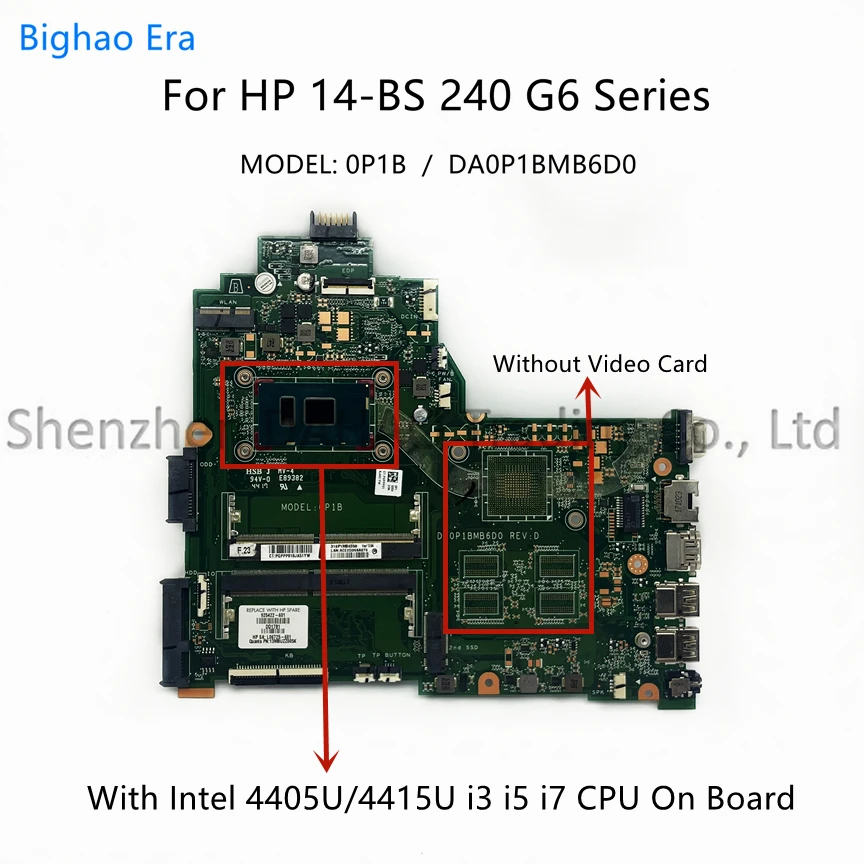 For HP 240 G6 14-BS Laptop Motherboard DA0P1BMB6D0 With Intel 4405U i3 i5-7200U i7-7500U CPU SPS:925422-601 925423-601 100% Work