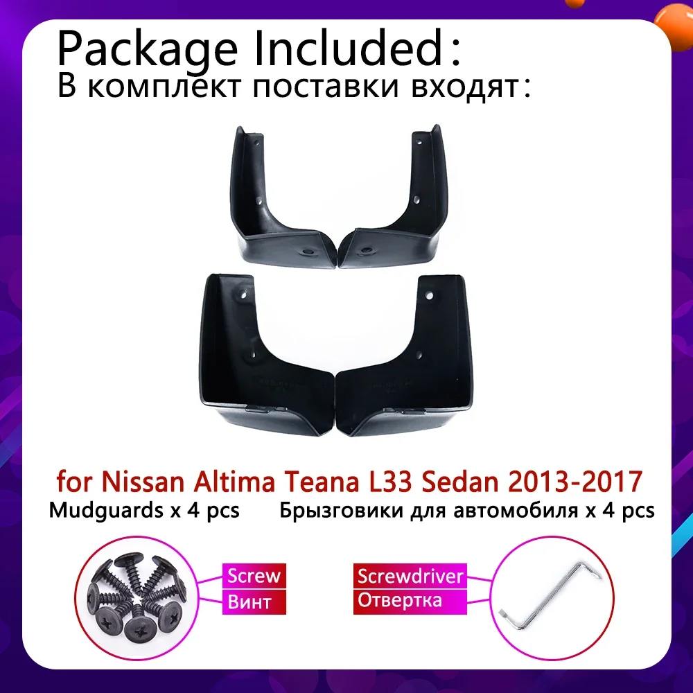 Car Mudguards for Nissan Altima Teana L33 Sedan 2013 2014 2015 2016 2017 Fender Mudguard Mud Flaps Guard Splash Flap Accessories