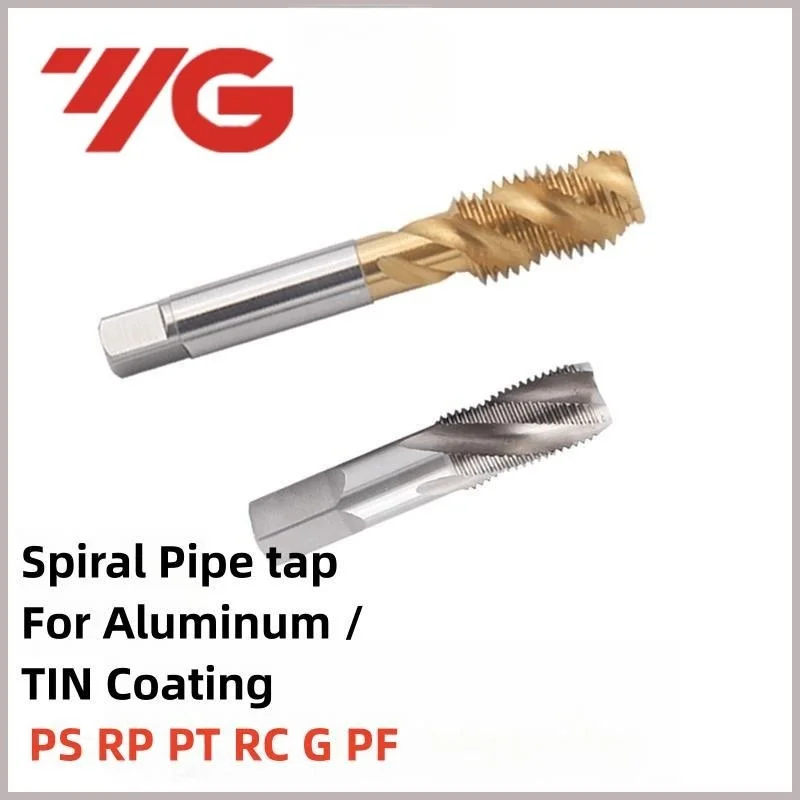 

1PCS Korea YG British Pipe JIS Spiral Tap For aluminum/With Tin Coating PS/RP/PT/RC/G/PF1/16-28 1/8 3/8-19 1/4-19 3/4-14 1/2-14