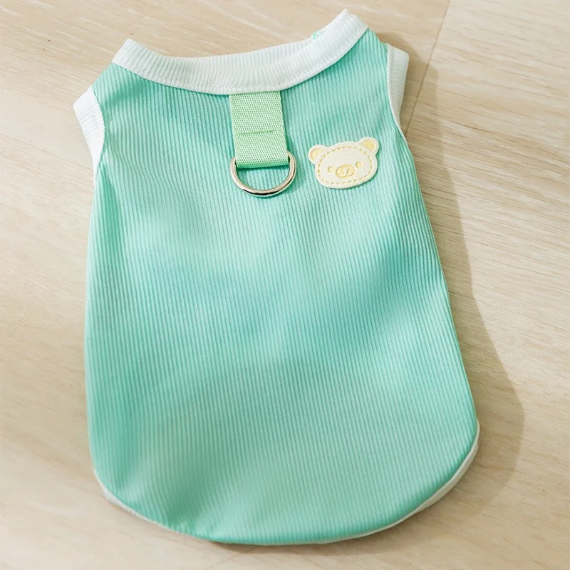 

Summer Cool Comfort Teddy Vest Puppy Green T-shirt Korean Dog Cute Bear Clothes New Pet Clothing XS-XL