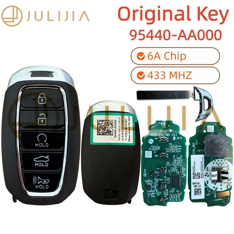 JULIJIA 95440-AA000 Original 6A Chip 433MHz For Hyundai Avante Elantra 2021 2022 2023 Proximity Remote Control Key MBEC5FOB2004