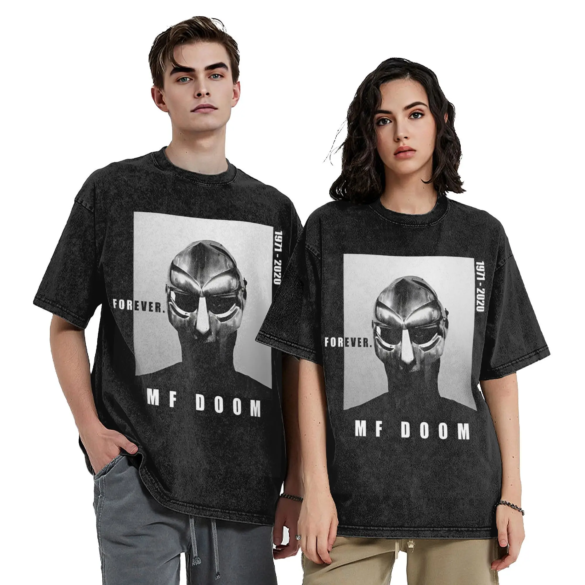 MF DOOM Hip Hop Rapper Vintage Washed T Shirt Men's Cotton Tops Novelty  O-neck Short Sleeve