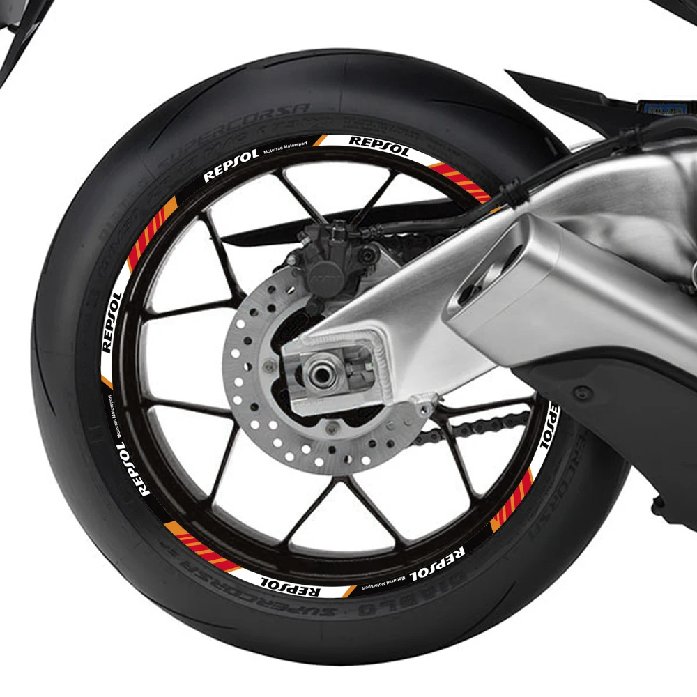 For HRC CBR KTM Yamaha KAWASAKI Repsol Motorcycle Wheel Stickers Reflective Rim Strips Accessories Decals Waterproof