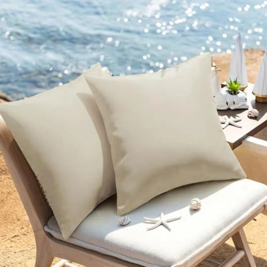 

Outdoor Waterproof Pillow Covers 18x18 Set of 2 Decorative Patio Furniture Cushion Cases Outside Decor Couch for Garden Bench P