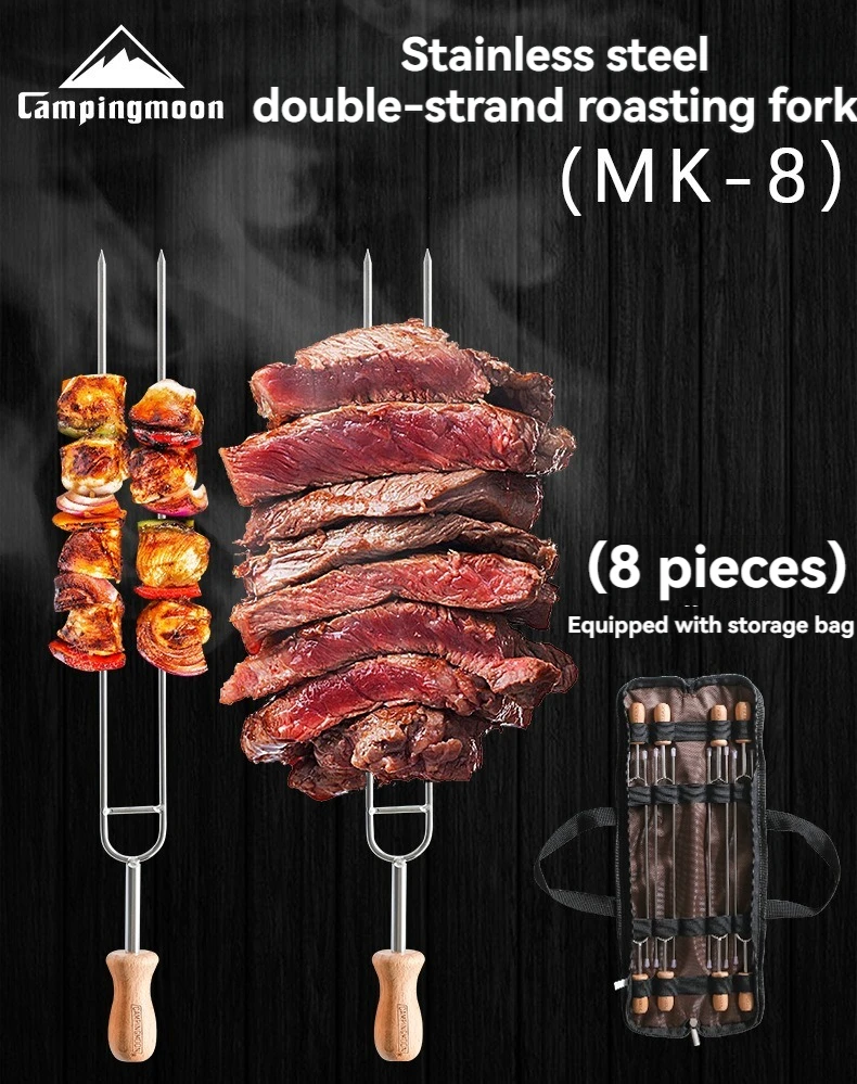 CAMPINGMOON MK-8 Camping Stainless Steel Barbecue Fork with Cotton Candy BBQ Stick Smoked Bonfire BBQ Hot Dog BBQ Fork