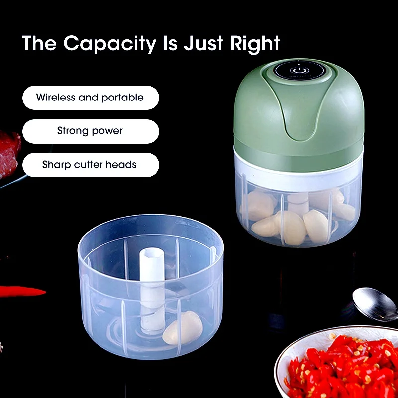 Mini Electric Garlic Press 250ML USB Charging Masher for Vegetables Fruits Onions And Ginger Kitchen Tool