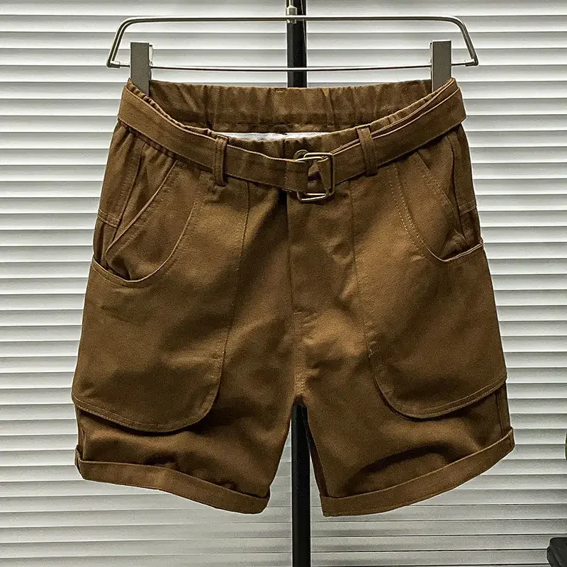

Однотонные мешковатые свободные короткие брюки для мужчин, мужские шорты-карго с карманами, широкие нейлоновые повседневные Y2k, винтажные потертые летние популярные