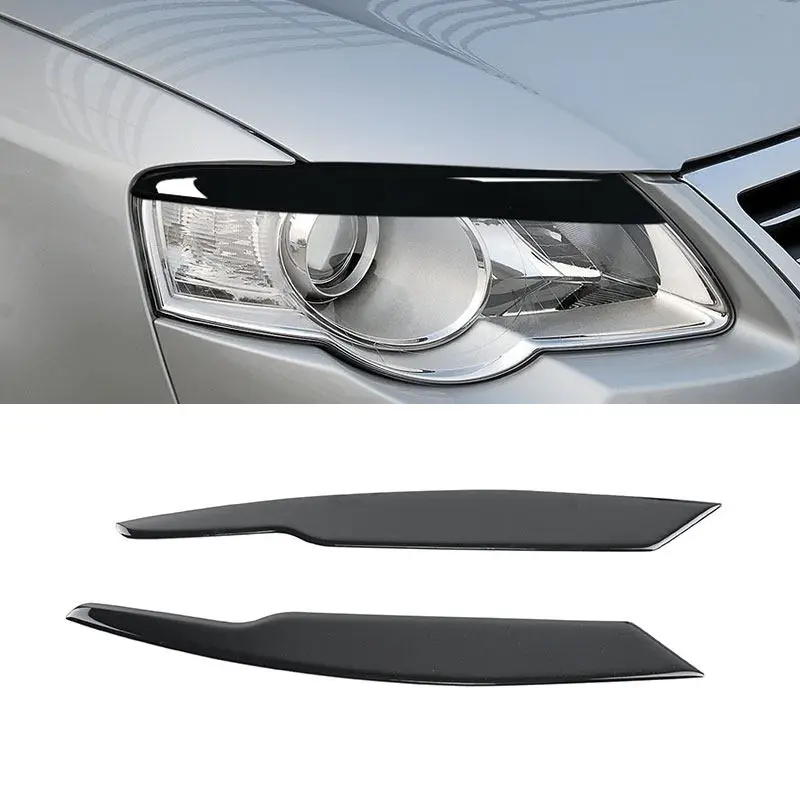 

Bright Black Car Exterior Headlights Eyebrows Eyelids Cover Eyelash Head Light Eye Lid Stickers For VW Passat B6 3C 2005-2010