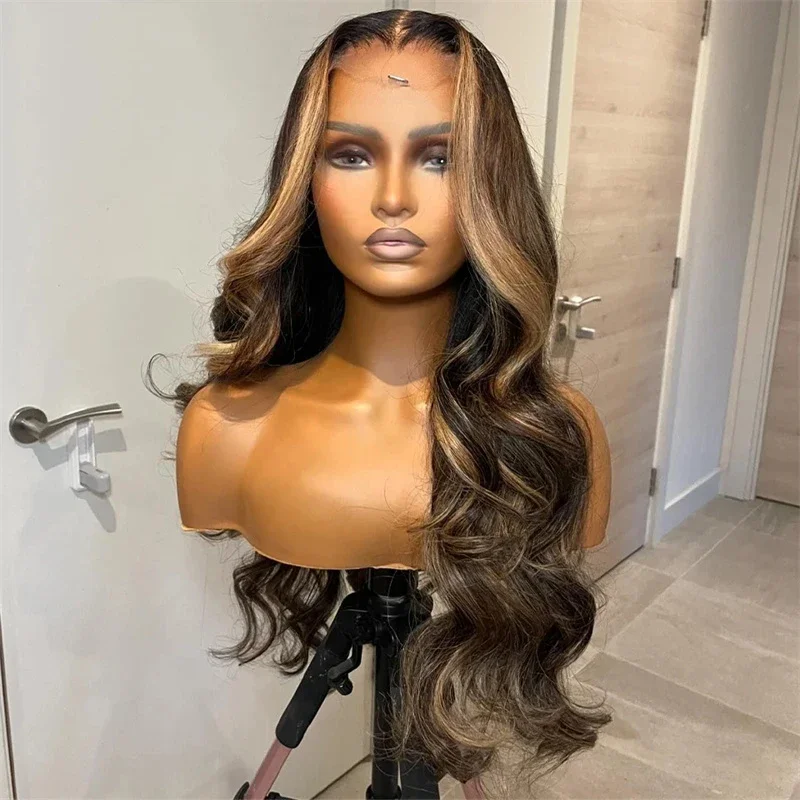 Soft 26Inch Highlight Blonde Long Wave 5x5 Silk Base Jewish Human Hair Wig With Baby Hair HD Lace European Hair Preplucked Daily