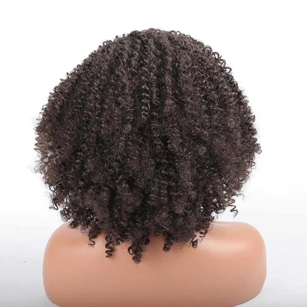 عقال شعر مستعار الاصطناعية مجعد قصير شعر مستعار بتصميم مُجعد مع ضمادة شعر مستعار أمريكي أفريقي أسود أنثى عقال شعر مستعار المرأة الشعر الاصطناعية