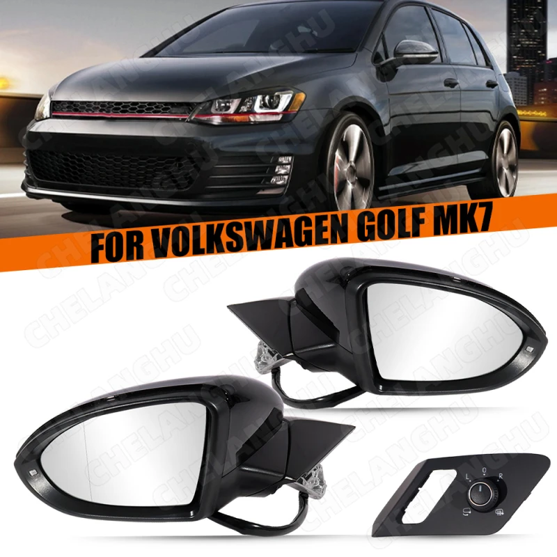 13PIN Automatycznie składane lusterko boczne z przełącznikiem do VW Golf 7 7.5 2013 2014 2015 2016 2017 2018 2019 biały/czarny