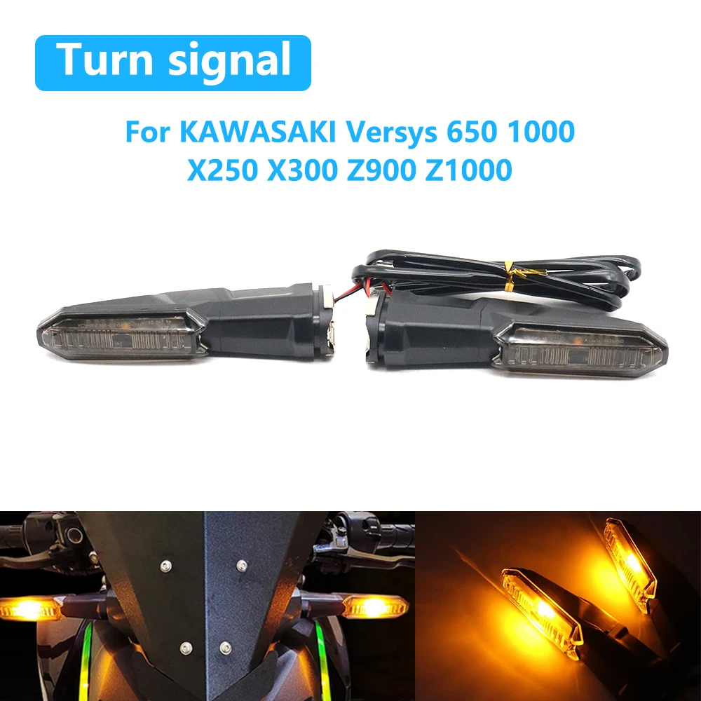 

Motorcycle LED Front Rear Turn Signal Indicator Light For KAWASAKI Versys 650 1000 X250 X300 Z900 Z1000 Flasher Blinker Lamp