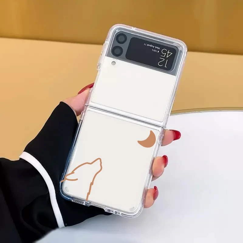 Custodia per telefono abbinata al coppia di cani Sun Moon per Samsung Galaxy Z Flip 6 ZFlip 5 5G Cover per Samsung ZFlip 4 Z Flip 3 7 Fundas