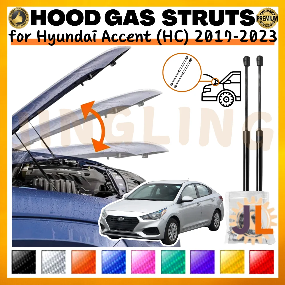 

Qty(2) Hood Struts for Hyundai Accent (HC) 2017-2023 Front Bonnet Modify Gas Springs Shock Absorbers Lift Supports Dampers
