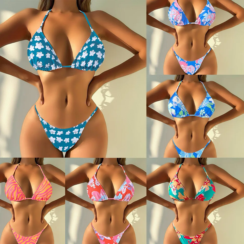

Bikini women's sexy backless high-end swimsuit neck strap bikini2025 new