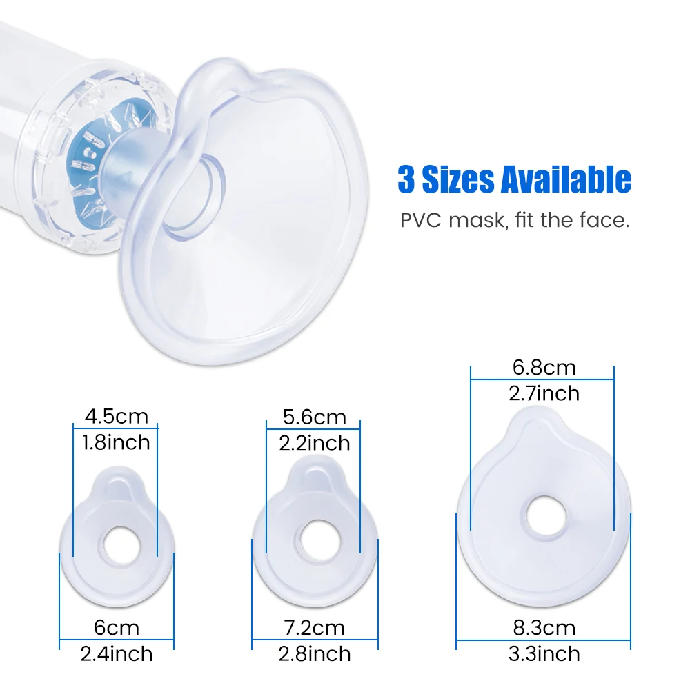 Tanque nebulizador Aerochamber para adultos e crianças, Automizer Spacer, Compressor de armazenamento de névoa PVC Asthma, Inhale Chamber with Mask Cup