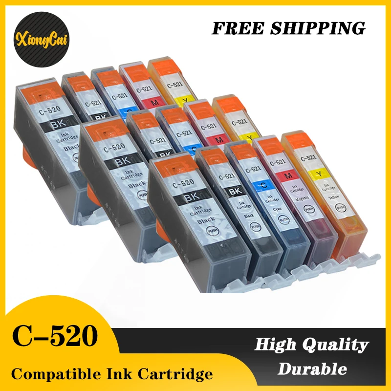 15pcs Compatible Ink Cartridge for Canon Inkjet PGI520 CLI521 for PIXMA IP3600 IP4600 IP4700 MX860MX870/MP540