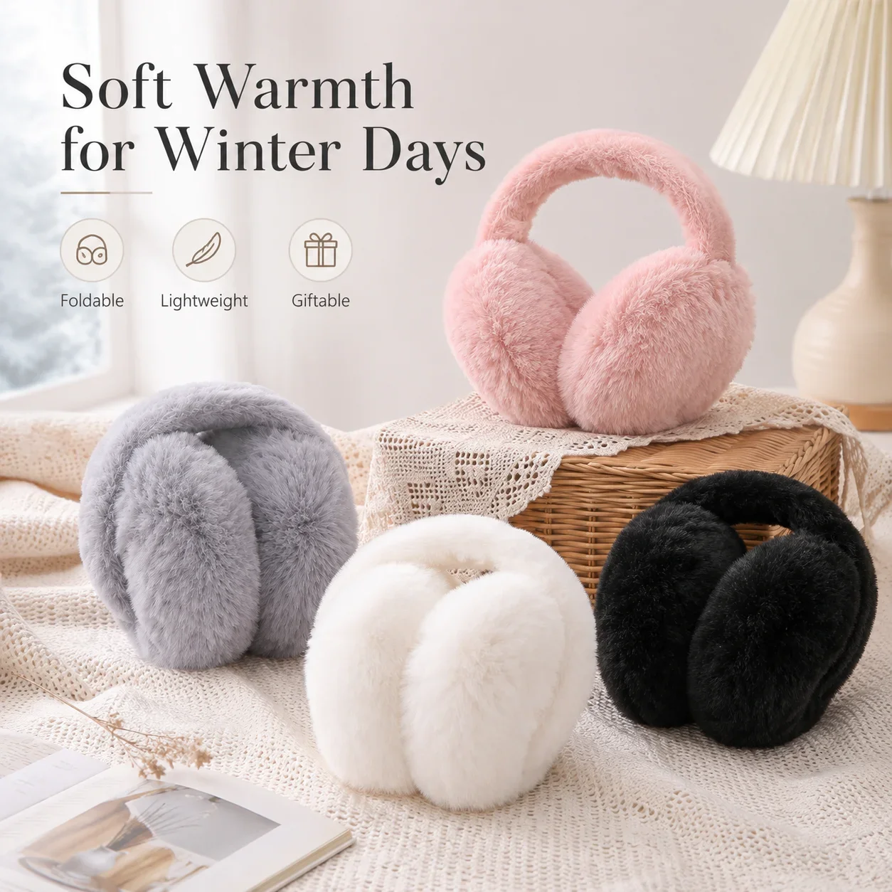 Super Warm Plush Earmuffs, Foldable Ear Protection for Students and Cyclists, Windproof Winter Ear Warmers, Unisex