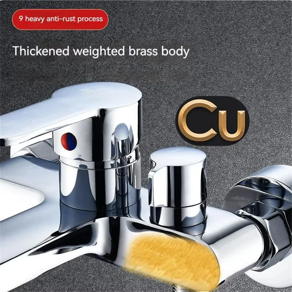 مجموعة صمامات خلاط دش ثرموستاتي مدمجة - محول حمام ثلاثي لرأس دش المطر وصنبور الحوض