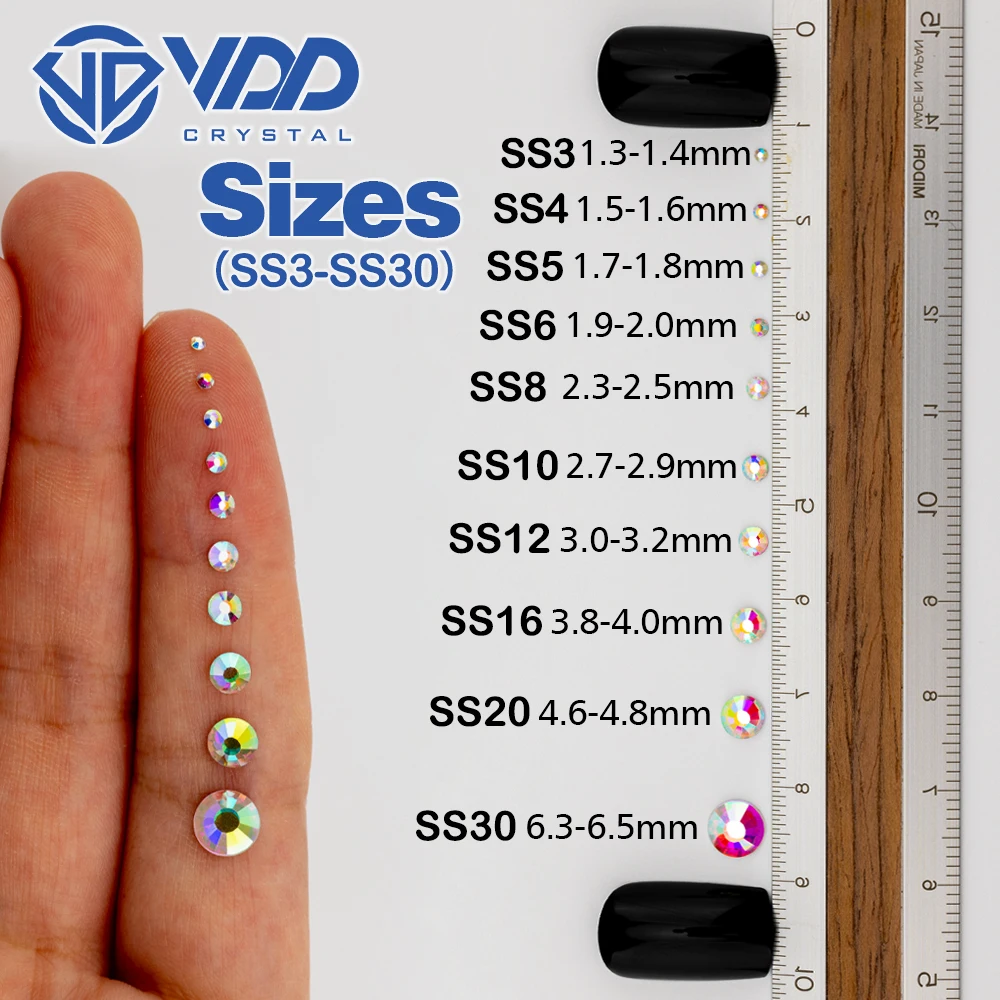 VDD  ss3-ss30 Labrador/Hematite/Aurum/Metallic Blue/Rose Glod Glass Crystals Non Hot-Fix Rhinestones DIY Nail Art Accessories