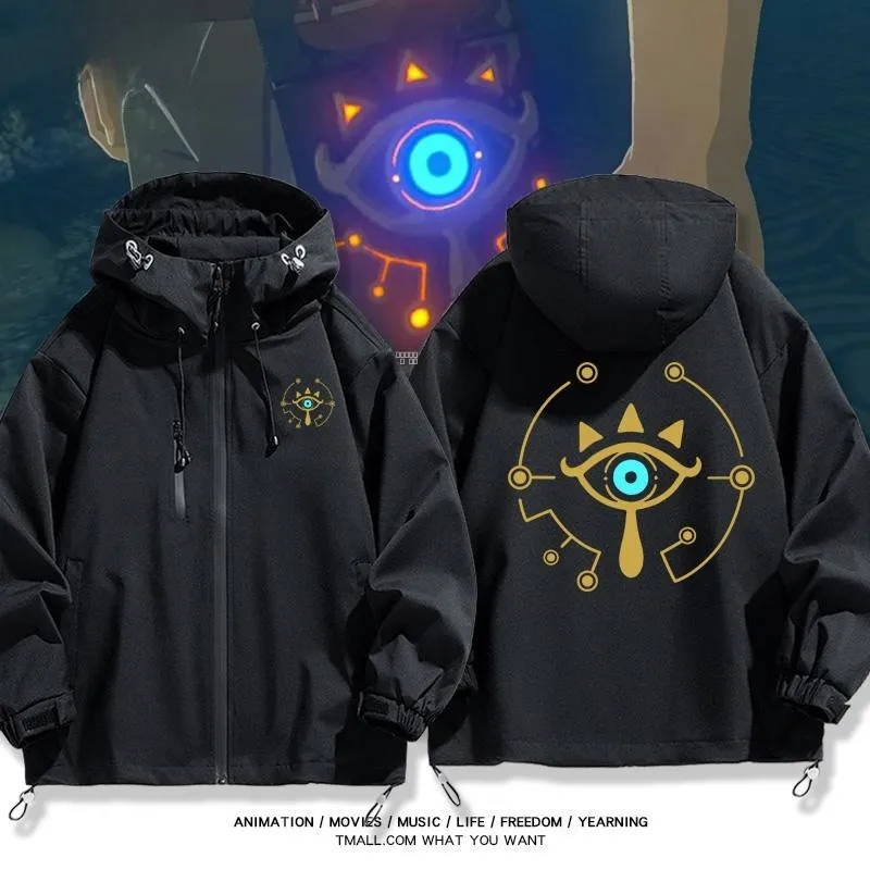 

Hia Stone Link's Awakening Hooded Jaet ex Autumn Winter Windproof Polyester Fiber Long Sve Zipper Closure Outerwear