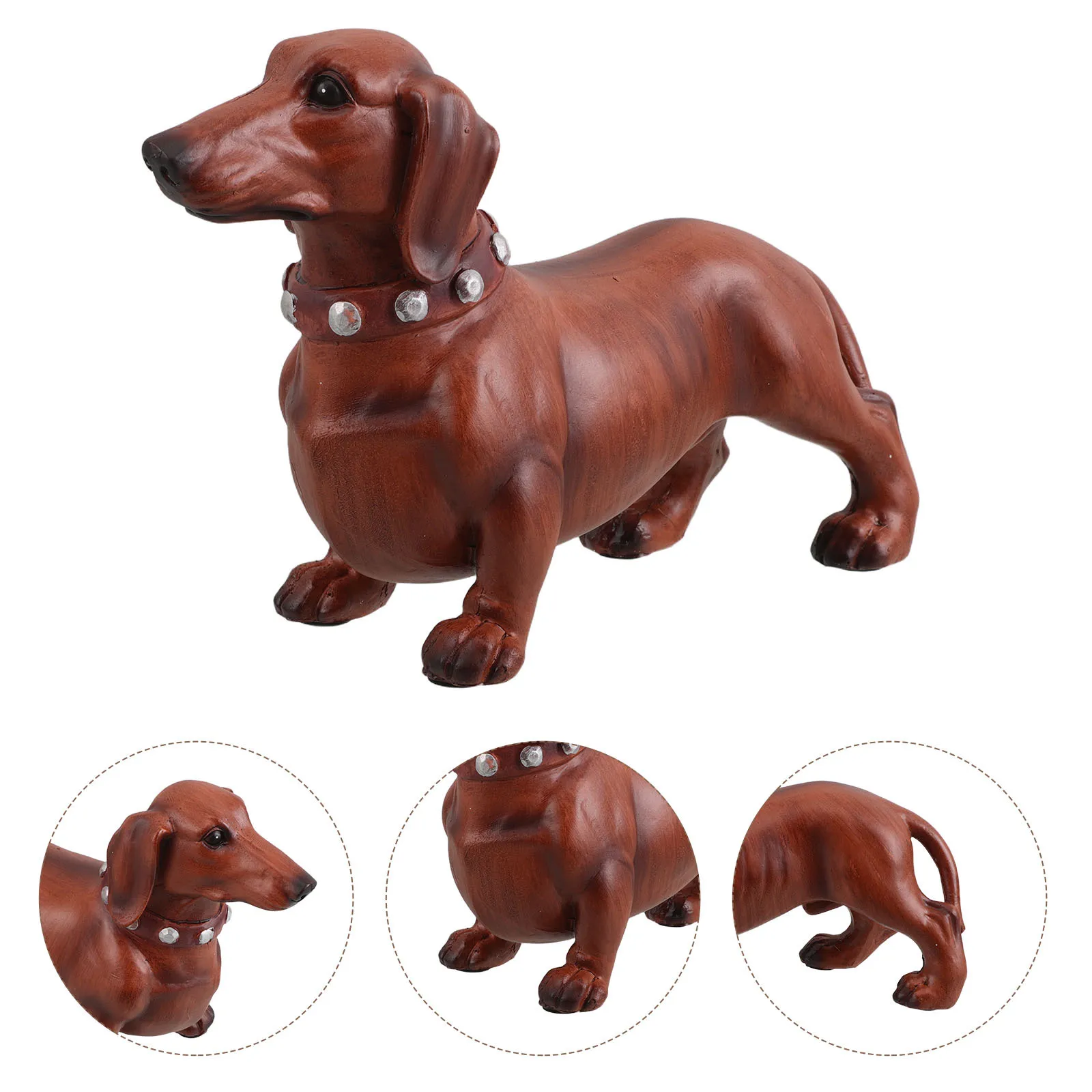 

Modern Minimalist Sausage Dog Wood Grain Sculpture Office Desk Home Decor Small Resin Puppy Animal Ornament Small Dog Figurines