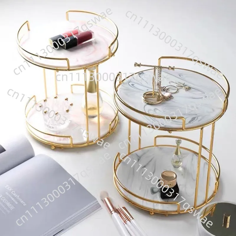 Double-deck Jewelry Tray Storage Tray Creative Table Tray Desktop Racks Princess Finishing Rack