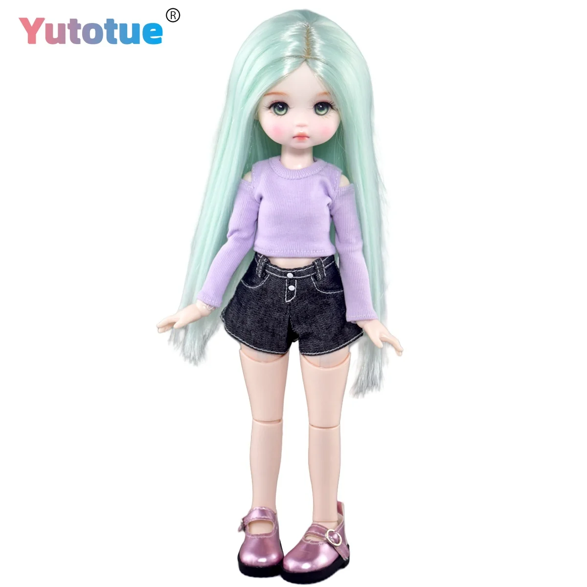 

YUTOTUE 30cm Height Cute Girl Doll with Removable Clothes Shorts Shoes Wigs Full Set Lifelike Mini BJD Toy