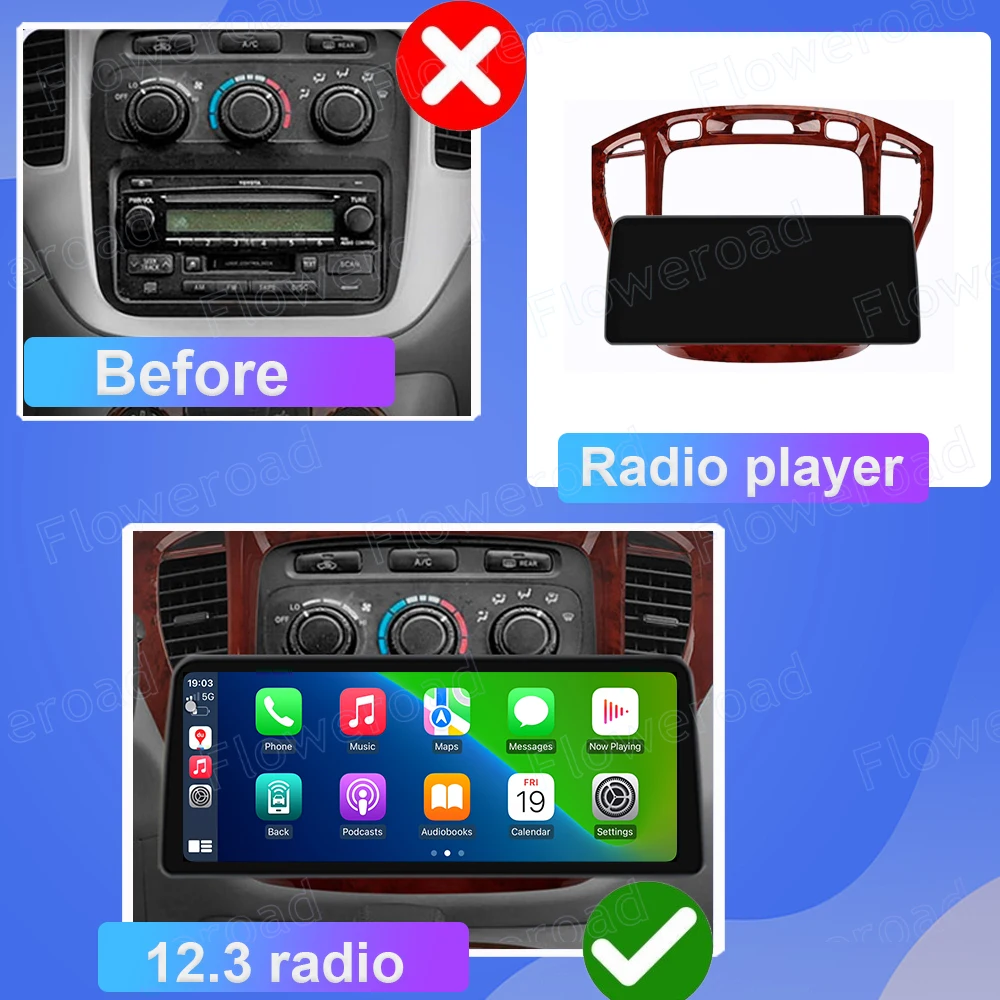 WIFI 4G Android 256G For Toyota Highlander 1 XU20 2001 - 2007 Multimedia Video Player Car Radio Navigation Wireless carplay auto