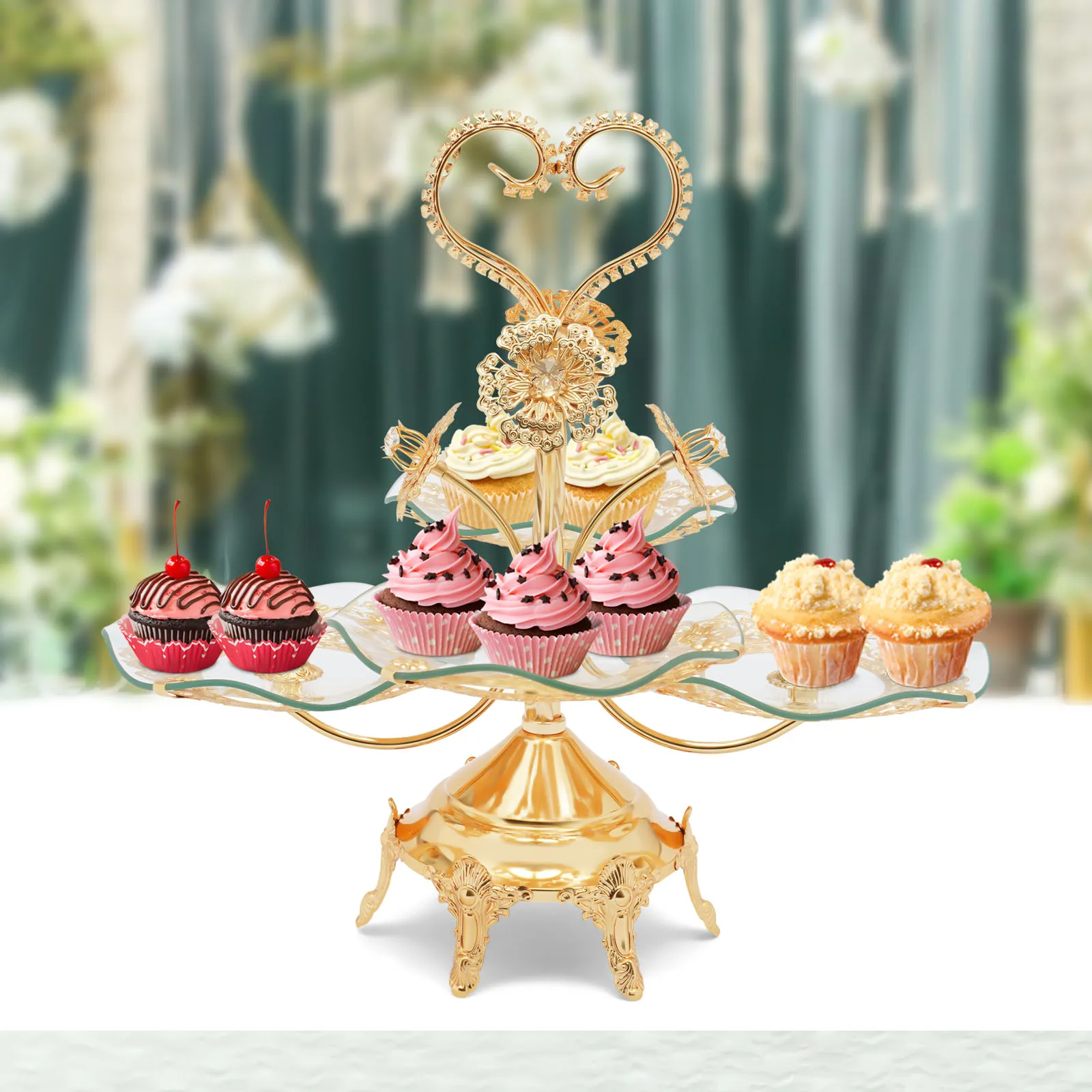 Cake Stand Dessert Rack Food Plate Wedding Party Decoration Trays Candy Fruit Plates Golden