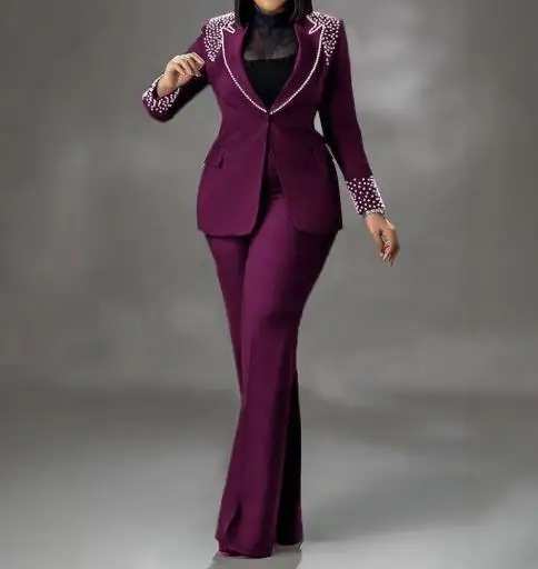Женский комплект из двух предметов, осень/зима 2021, модный новейший хит продаж, стильный облегающий эластичный костюм с жемчугом и длинными рукавами, комплект из двух предметов