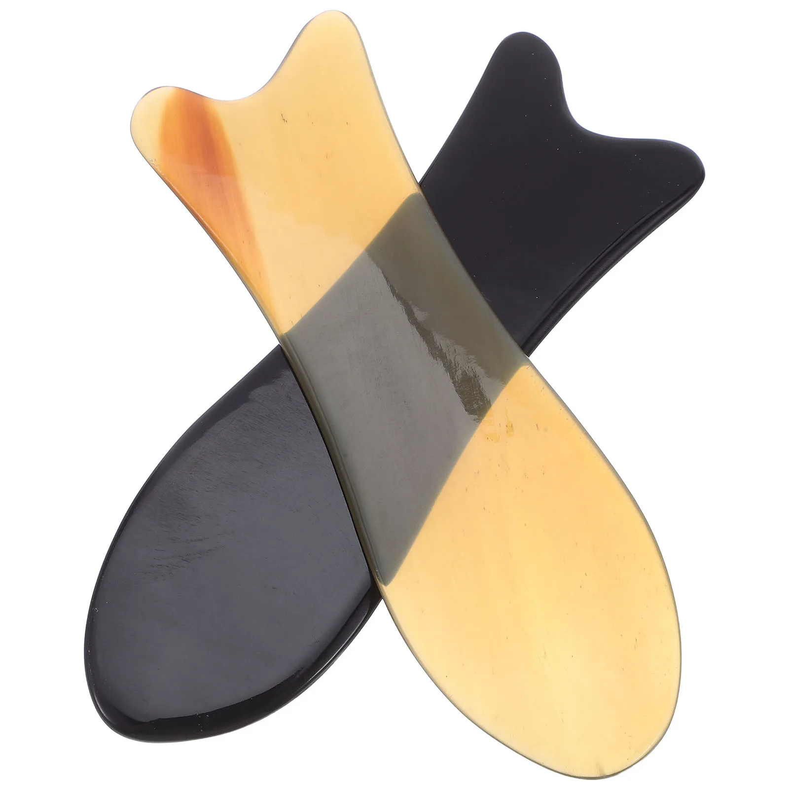 

2pcs Ox Horn Guasha Sticks Facial Massage Tools Portable Scraping Massagers For Home Salon Use Smooth Edge Non Scratch Durable