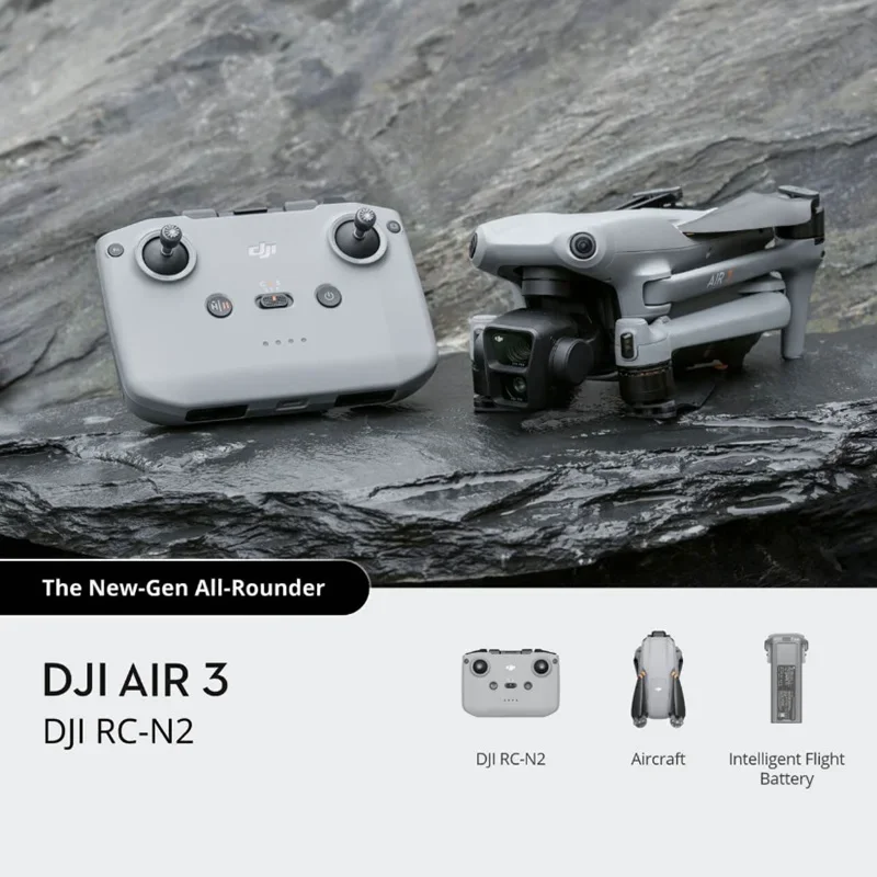 DJI Air 3 Fly More Combo with RC-N2 or RC 2 Control 1/1.3″ Cmos Dual-Camera O4 20km Hd Video Transmission 46-min Max Flight Time