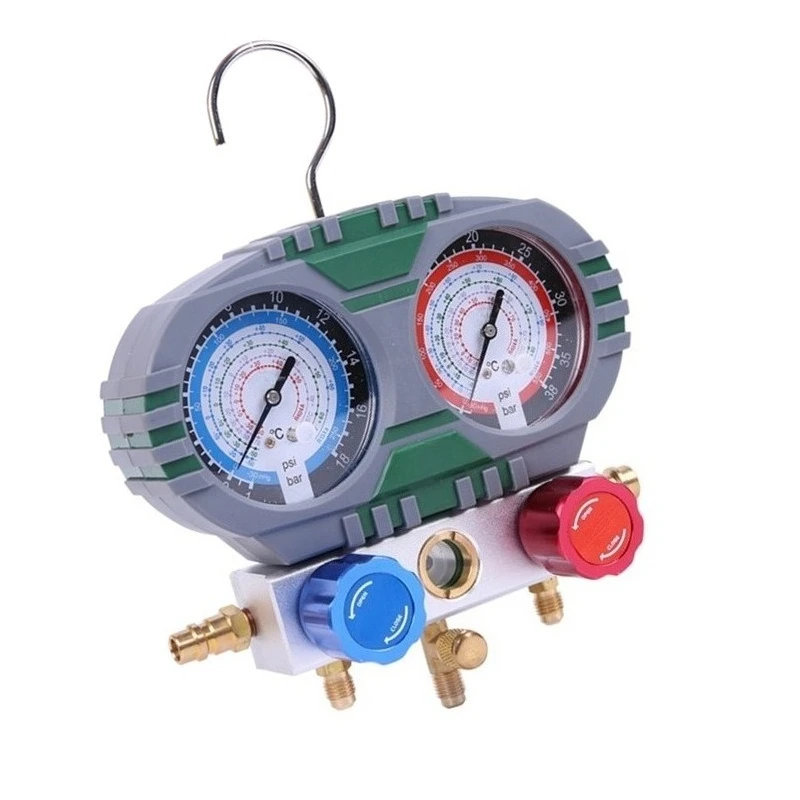 Car Air Conditioning Refrigerant Gauge Set, Dual Manifold Gauge Charging Tool Kit for AC Recharge